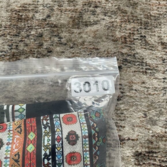 Desigual Sheer Chiffon Colorful Print Blouse Sz M Spain Boho Tribal Aztec Bishop - Picture 11 of 11